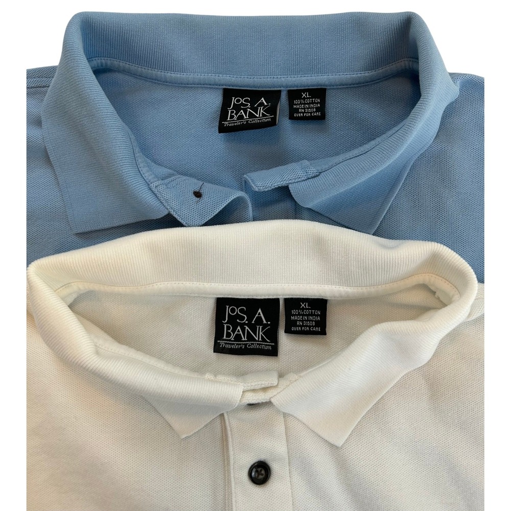 Lot of 2 Jos A Bank Traveler Collection Mens XL Long Sleeve Polo‎ Shirts Cotton